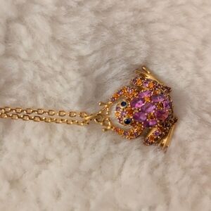 Kate Spade New York pink cubic zirconia Frog Necklace